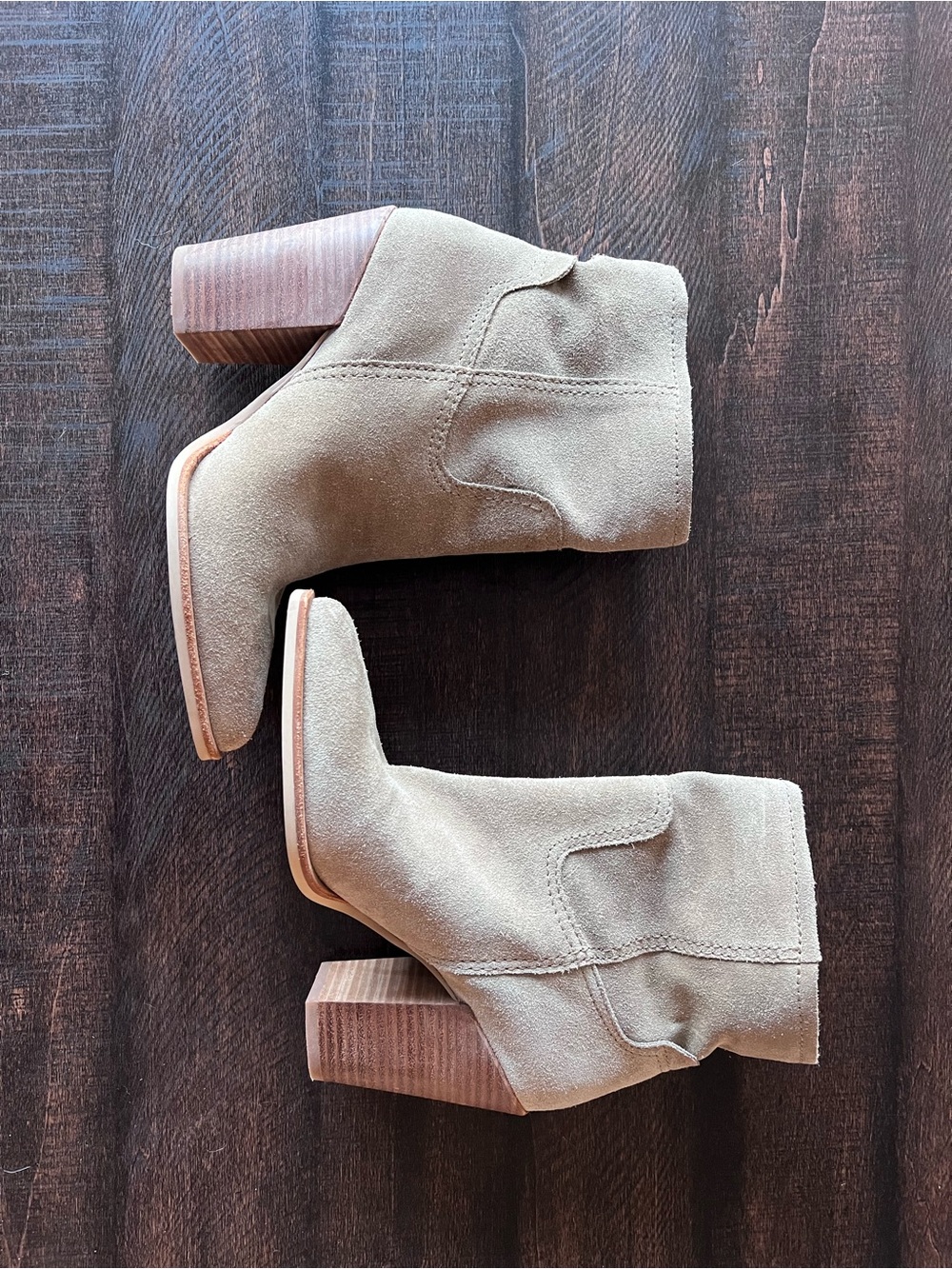 Dolce Vita Taupe Suede Western-Inspired Ankle Boots - Size 7
